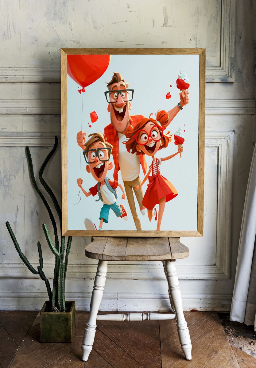 Joyful Family Balloon Ride Poster. — room view 1