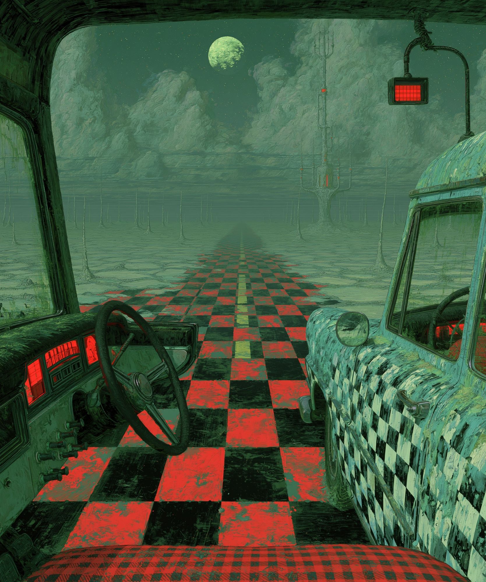 Surreal Moonlit Roadscape Print. poster detail