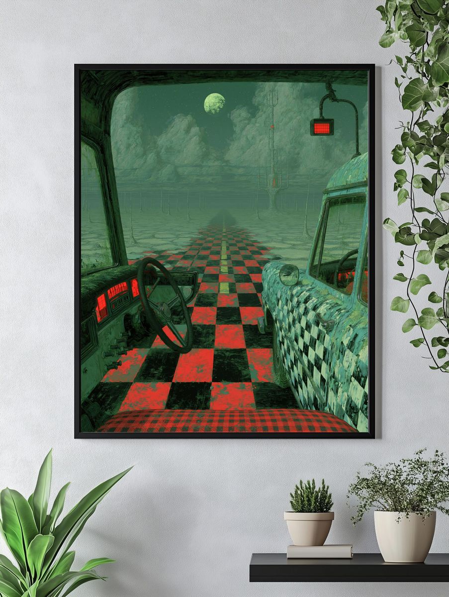 Surreal Moonlit Roadscape Print. — room view 4