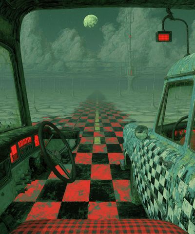 Surreal Moonlit Roadscape Print. poster