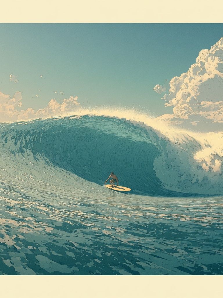 Surfing Wave Illustration Poster. poster detail