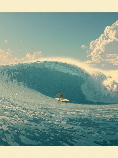 Surfing Wave Illustration Poster. poster