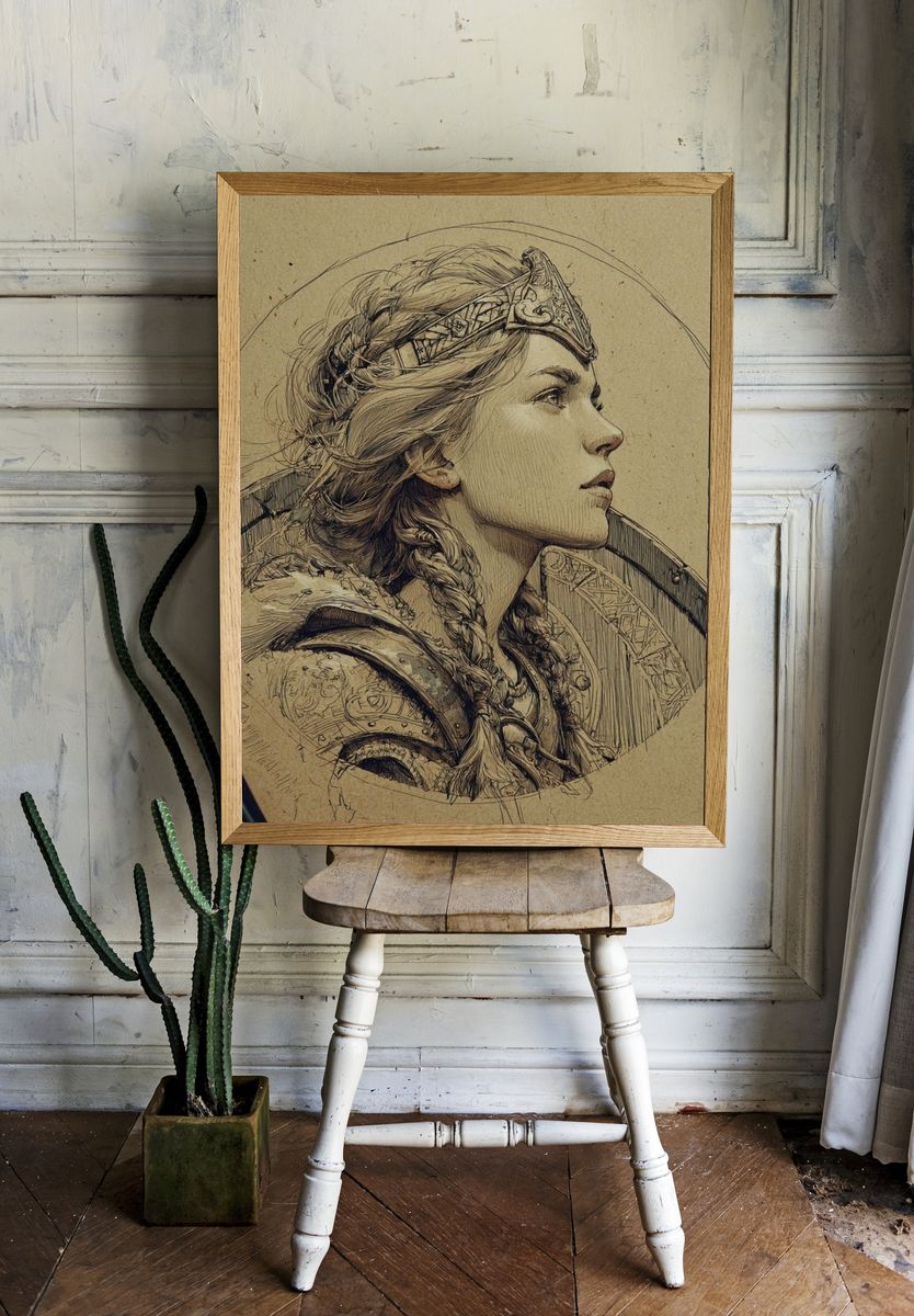 Viking Warrior Portrait Illustration Poster. room preview