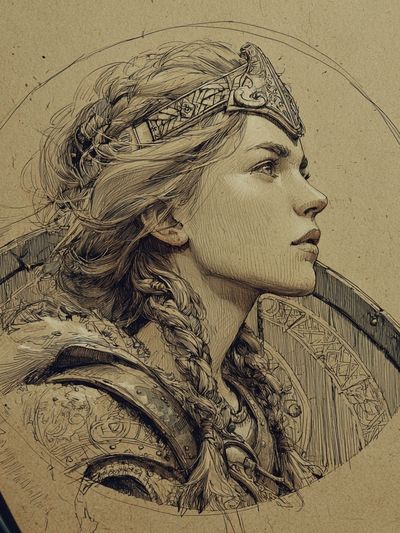 Viking Warrior Portrait Illustration Poster. poster print