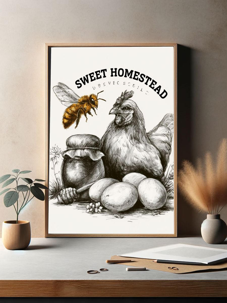Sweet Homestead Chicken Poster. — room view 2