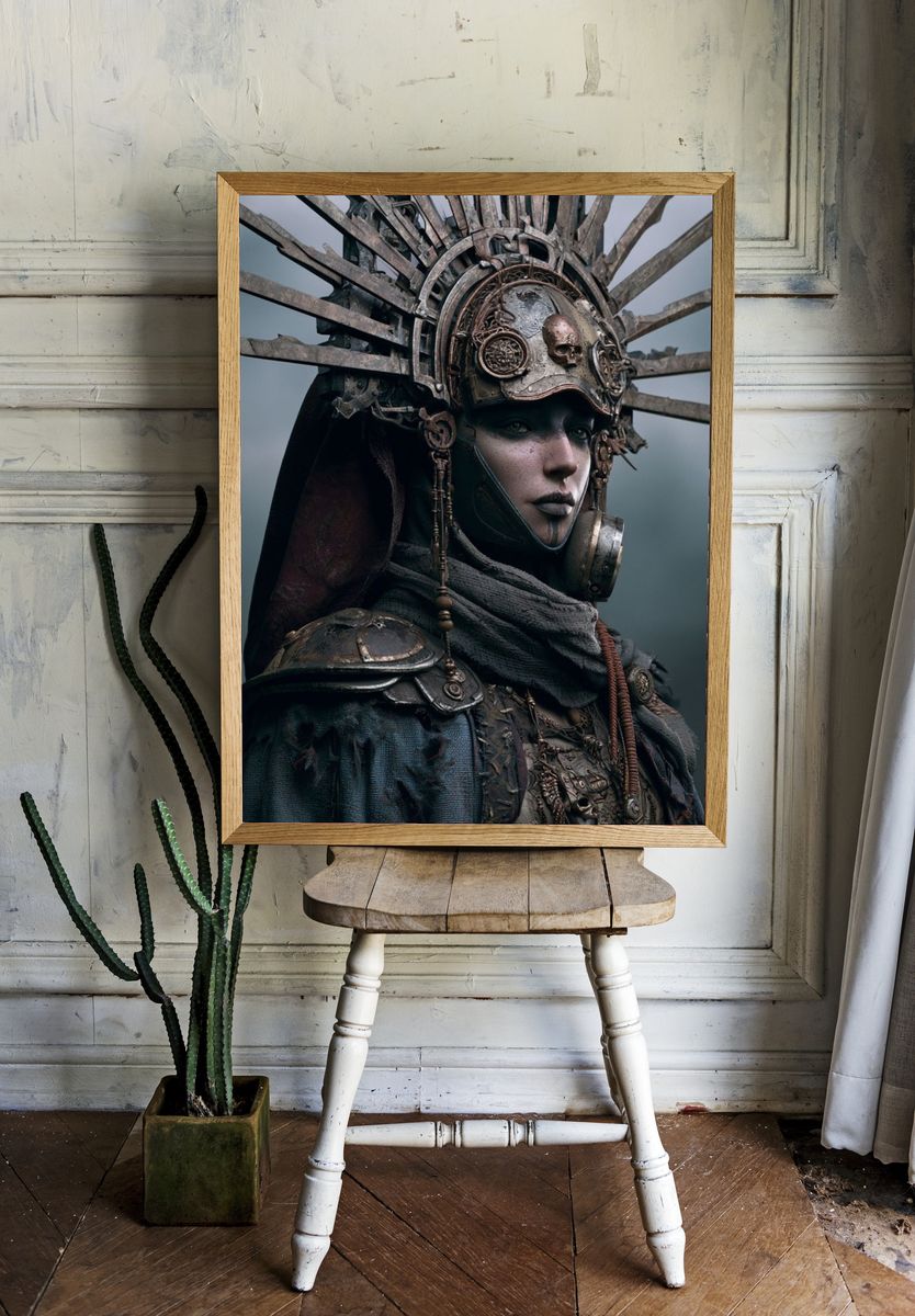 Steampunk Warrior Portrait Poster. room preview