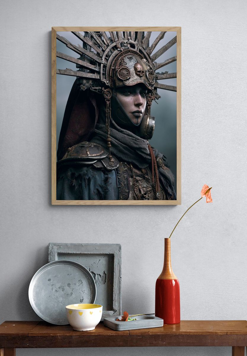Steampunk Warrior Portrait Poster. — room view 3