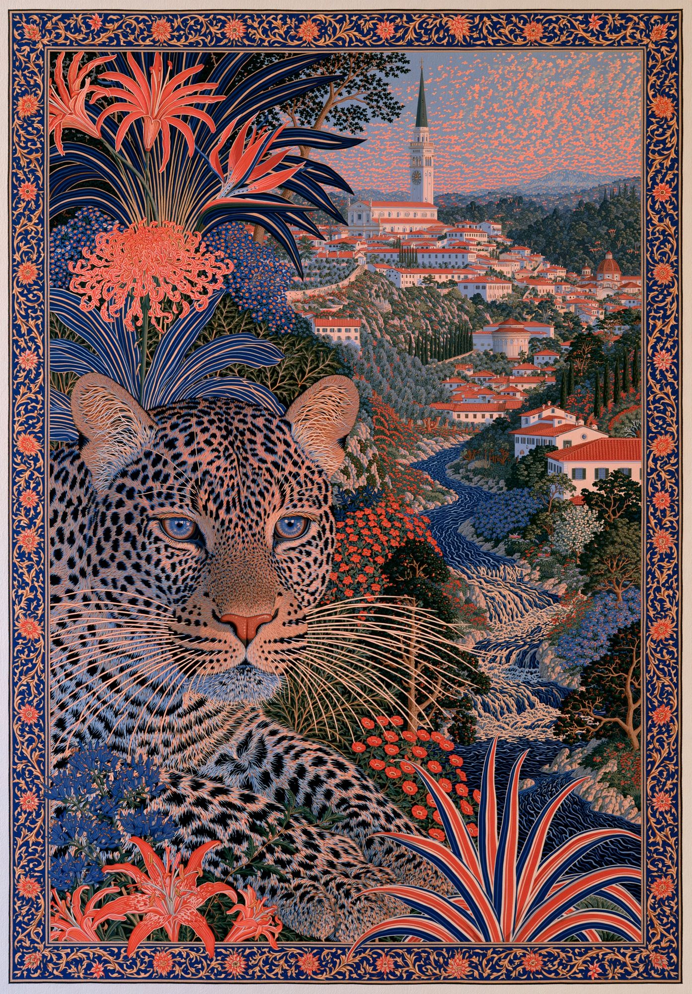 Leopard Garden City Illustration Poster. poster detail