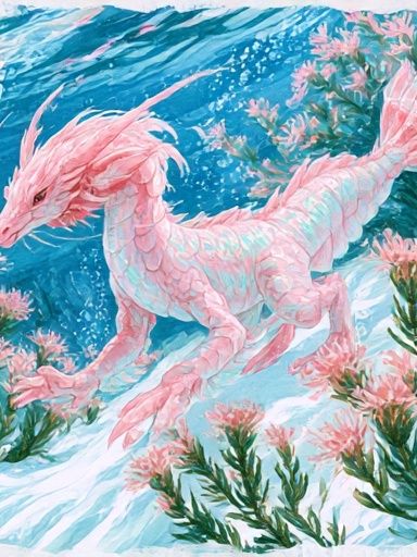 Pink Sea Dragon Digital Art Poster. poster — illustration art