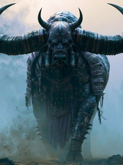 Mighty Bull Warrior Illustration Poster. poster print