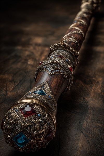 Jeweled Fantasy Staff Illustration Print. poster print