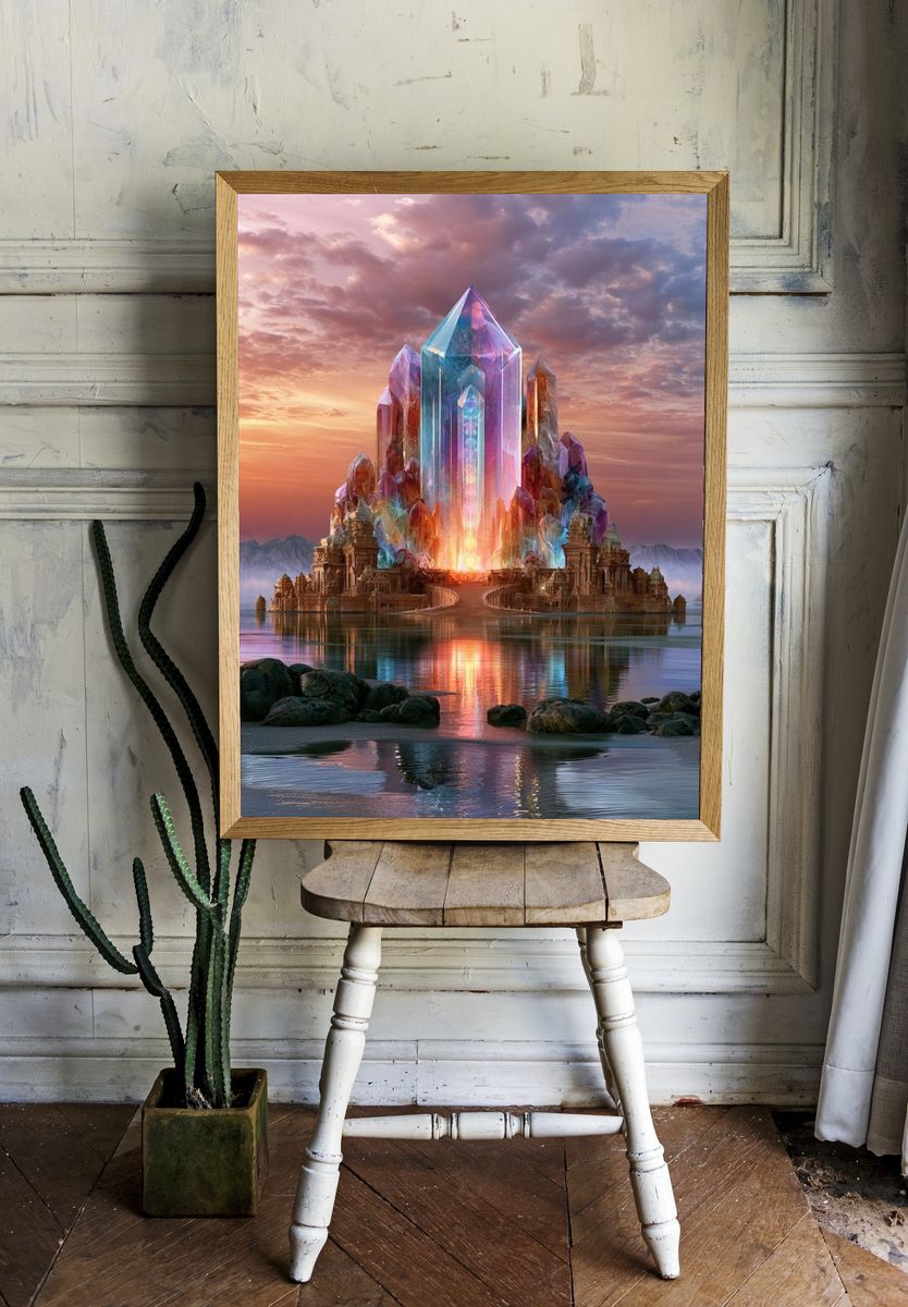 Crystal Temple Sunset Fantasy Print. — room view 1