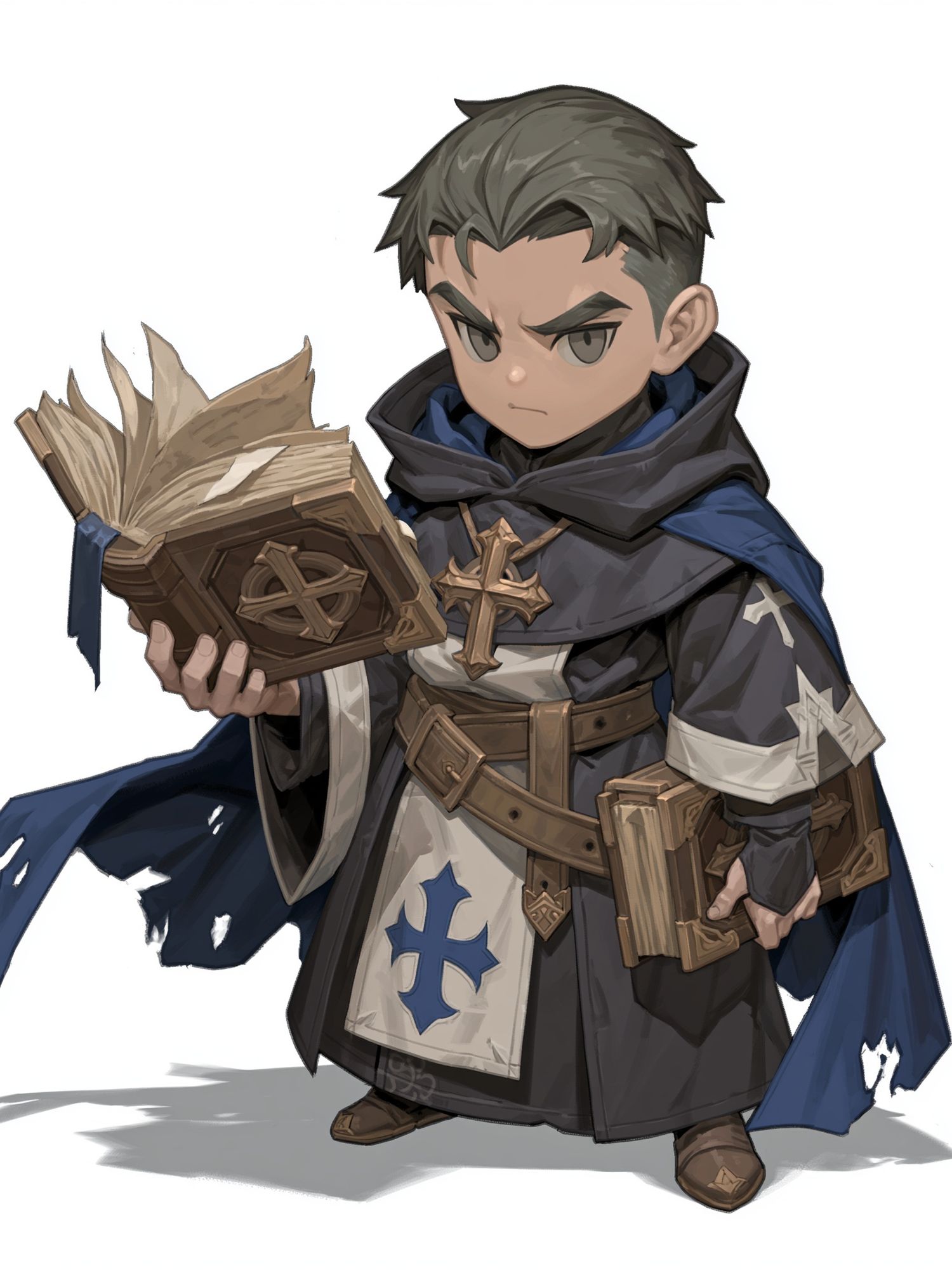 Young Monk with Sacred Book Print. poster — illustration art