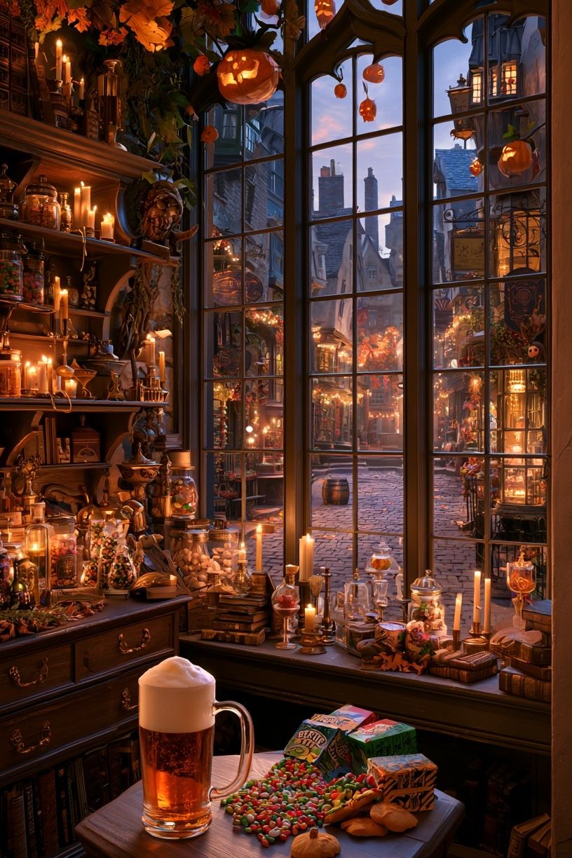 Halloween Witch Shop Illustration Poster. poster detail
