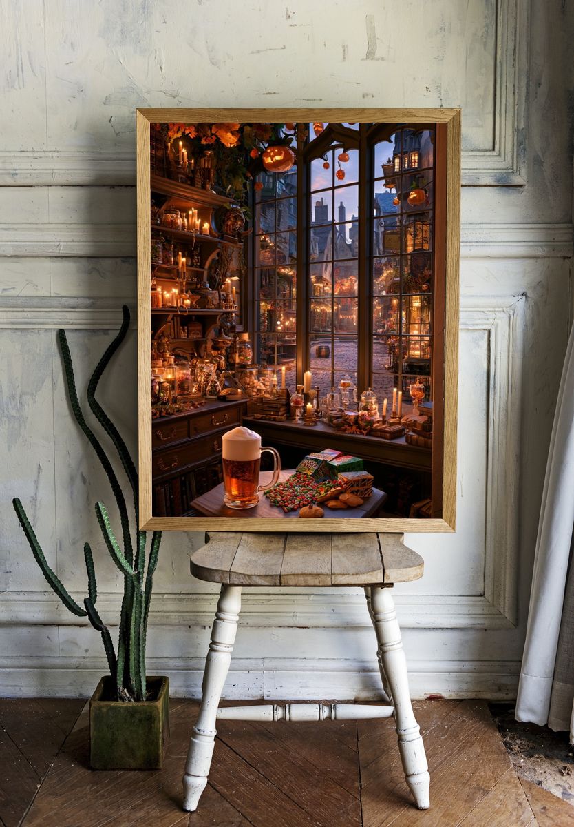 Halloween Witch Shop Illustration Poster. — room view 1