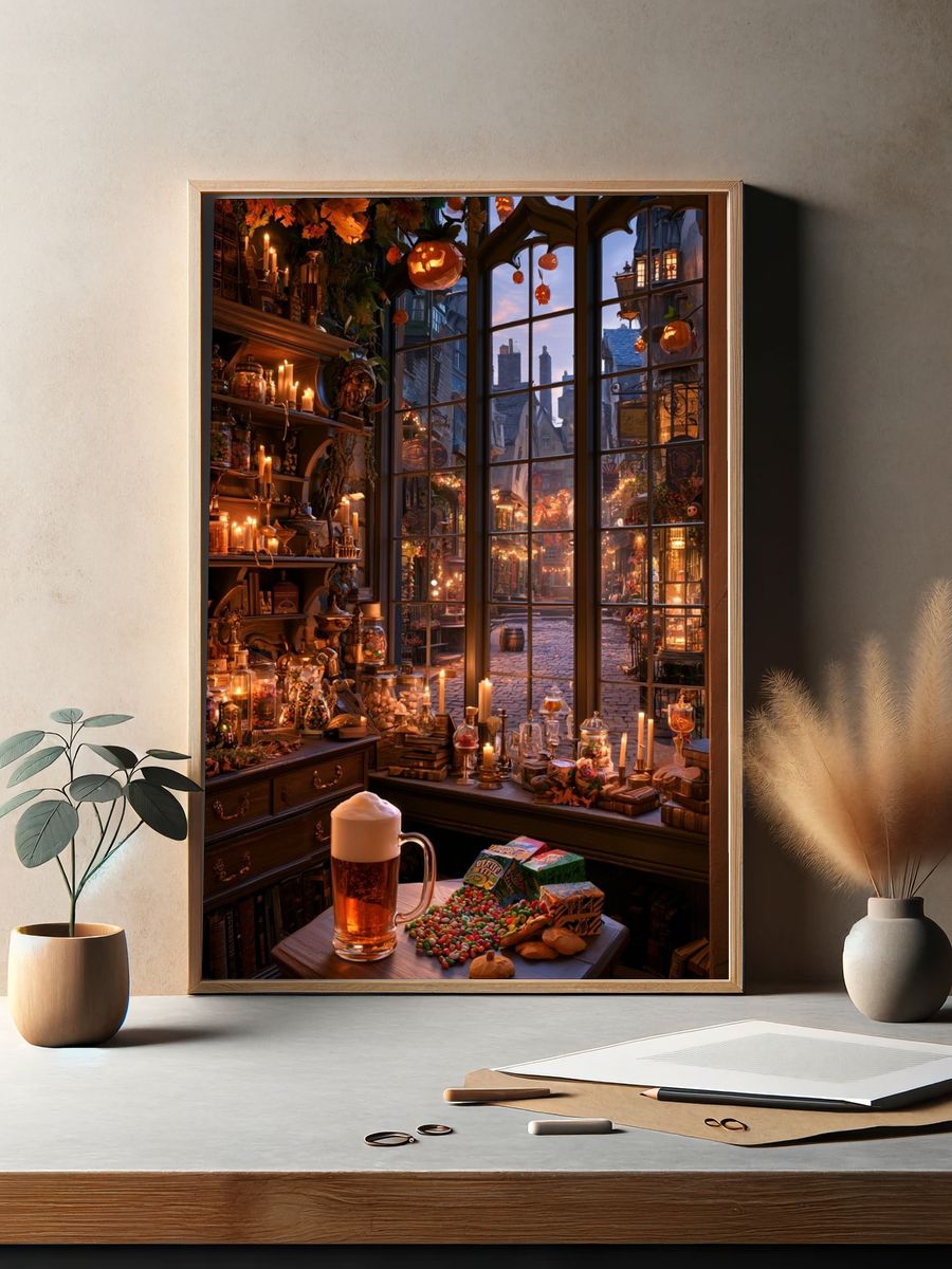 Halloween Witch Shop Illustration Poster. — room view 2