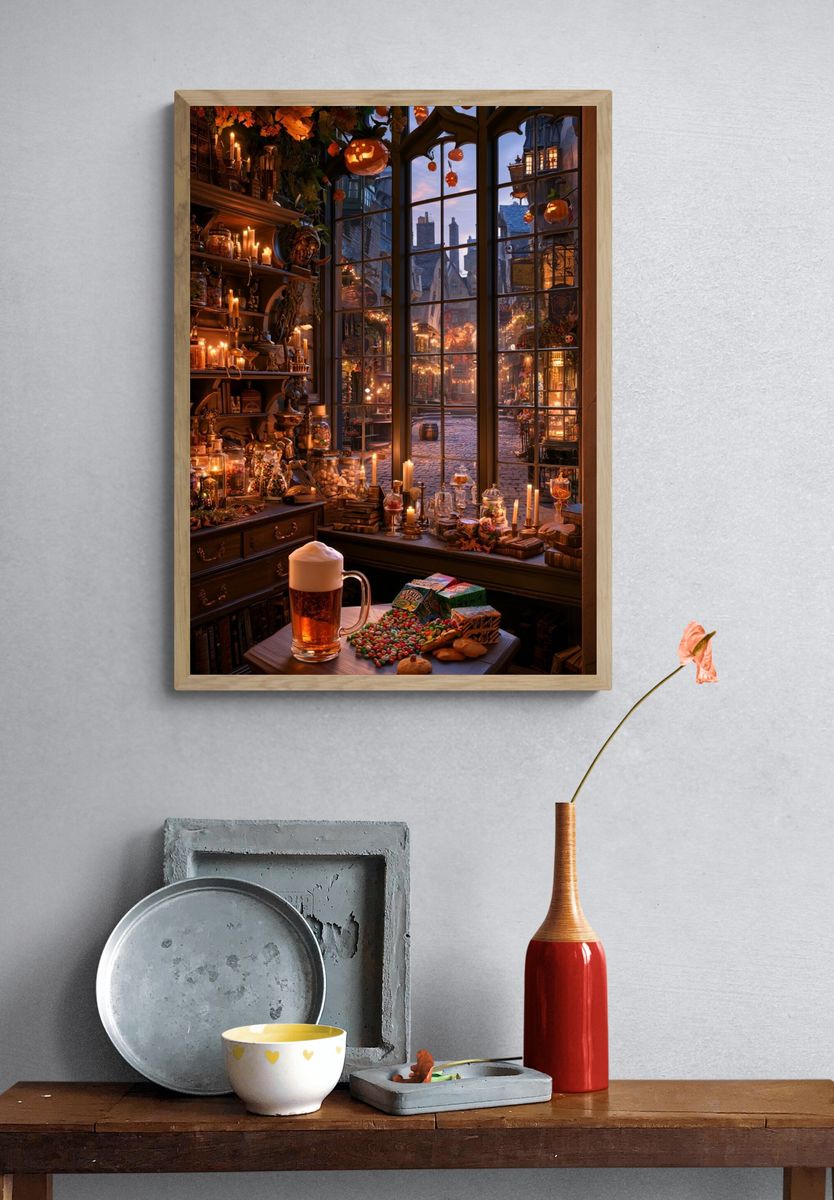 Halloween Witch Shop Illustration Poster. — room view 3