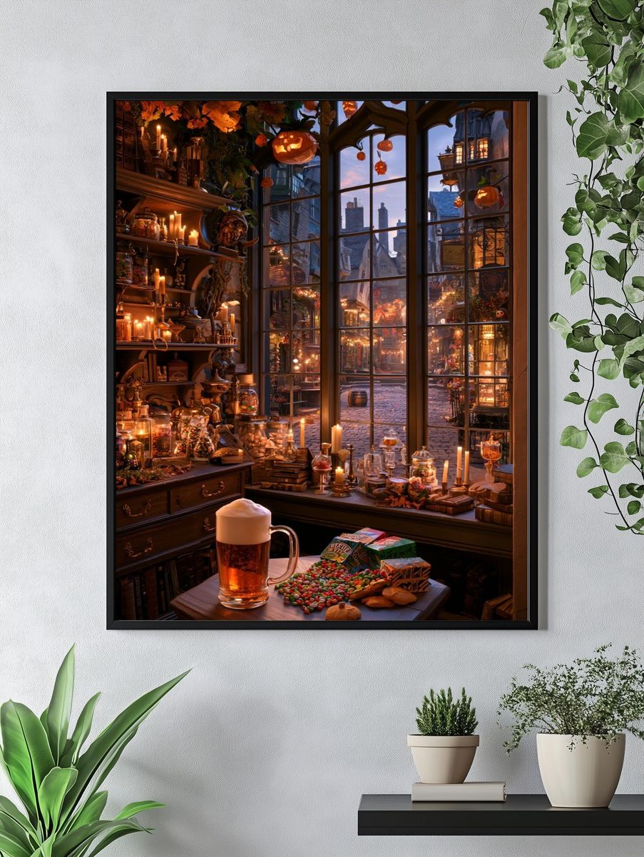 Halloween Witch Shop Illustration Poster. — room view 4