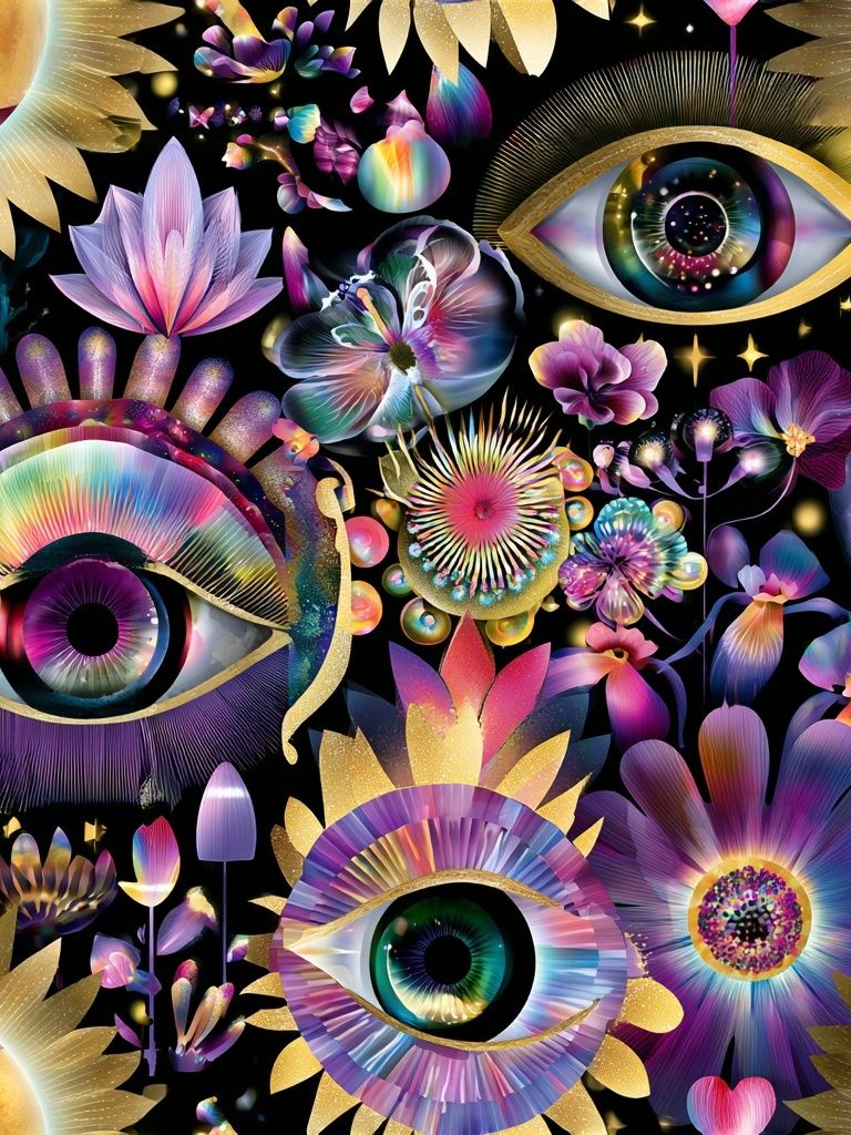Cosmic Floral Eyes Illustration Poster. poster — illustration art