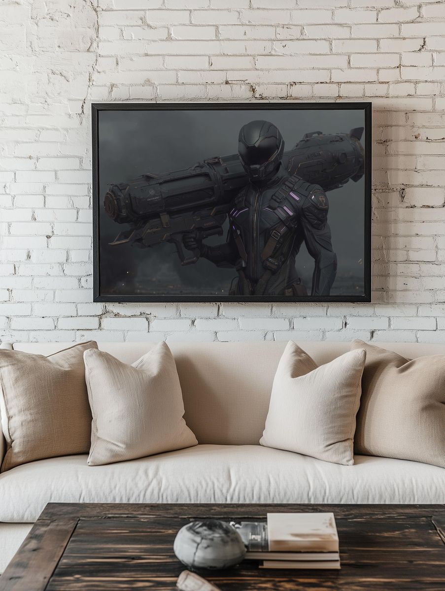 Armored Sci-Fi Soldier Poster. — room view 1