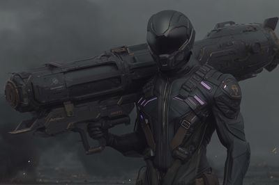 Armored Sci-Fi Soldier Poster. poster