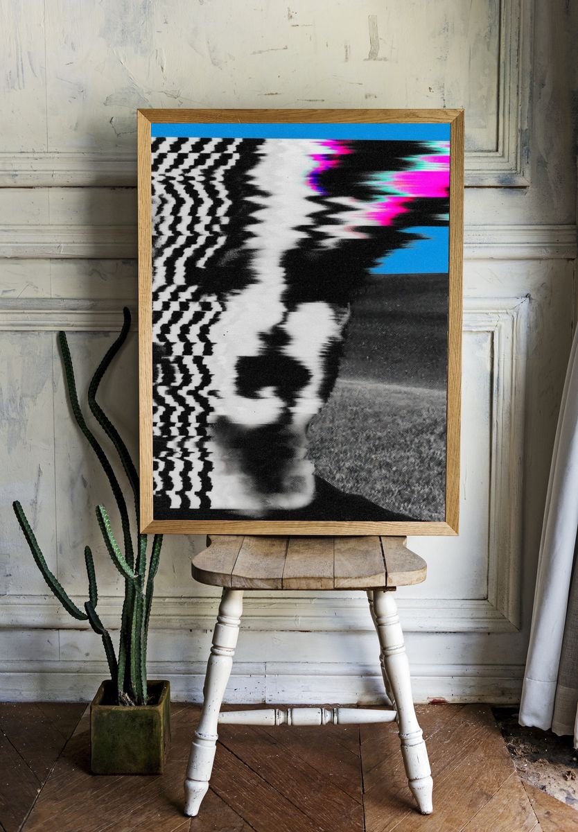 Glitch Portrait Digital Art Print. — room view 1
