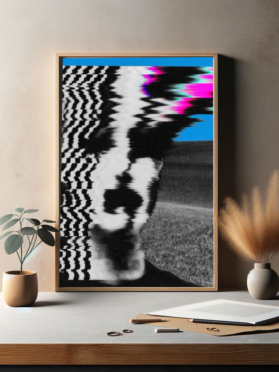 Glitch Portrait Digital Art Print. — room view 2