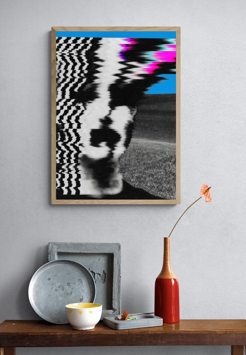 Glitch Portrait Digital Art Print. — room view 3