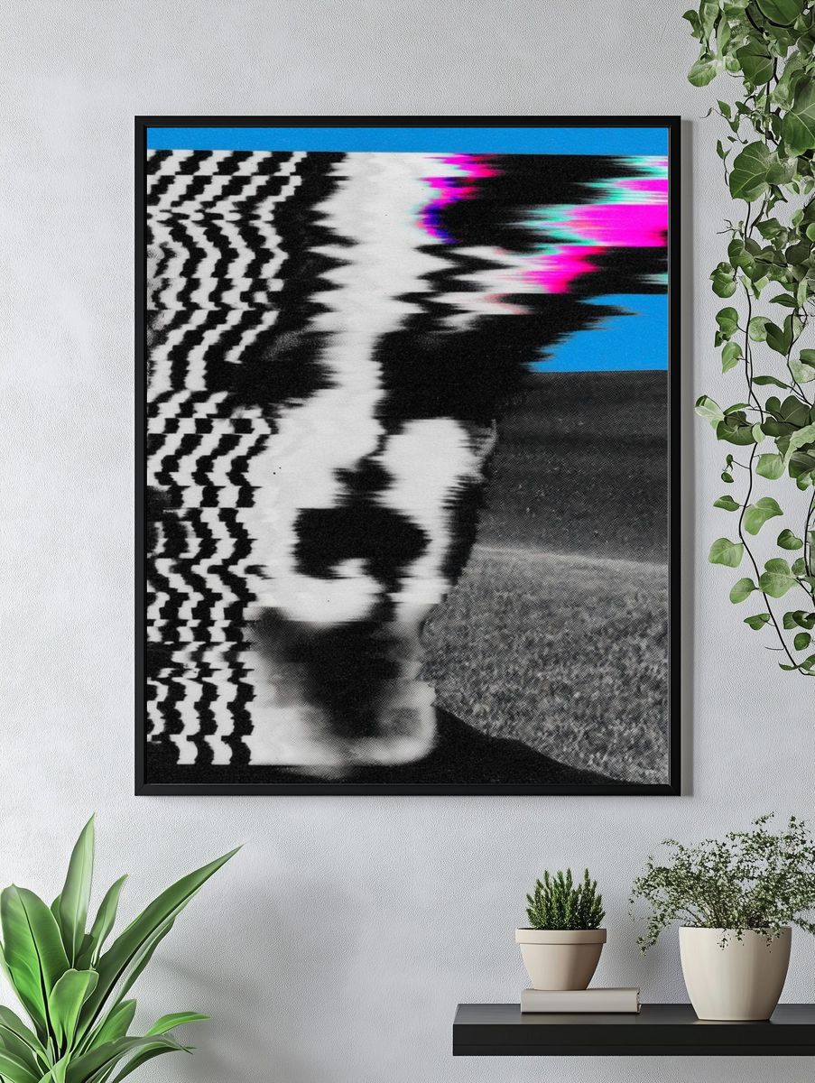Glitch Portrait Digital Art Print. — room view 4