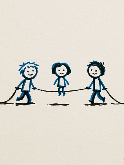 Playful Kids on a Rope Illustration Poster. poster print