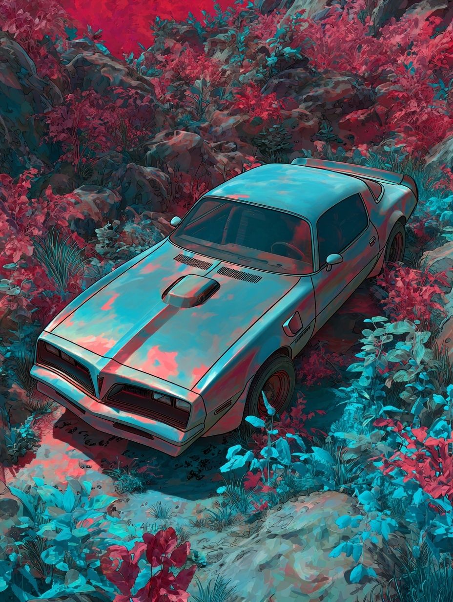 Retro Muscle Car Digital Art Poster. poster — illustration art