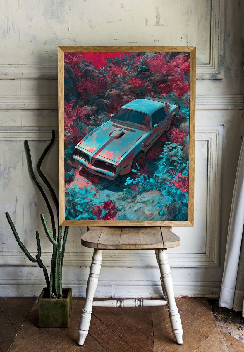 Retro Muscle Car Digital Art Poster. room preview