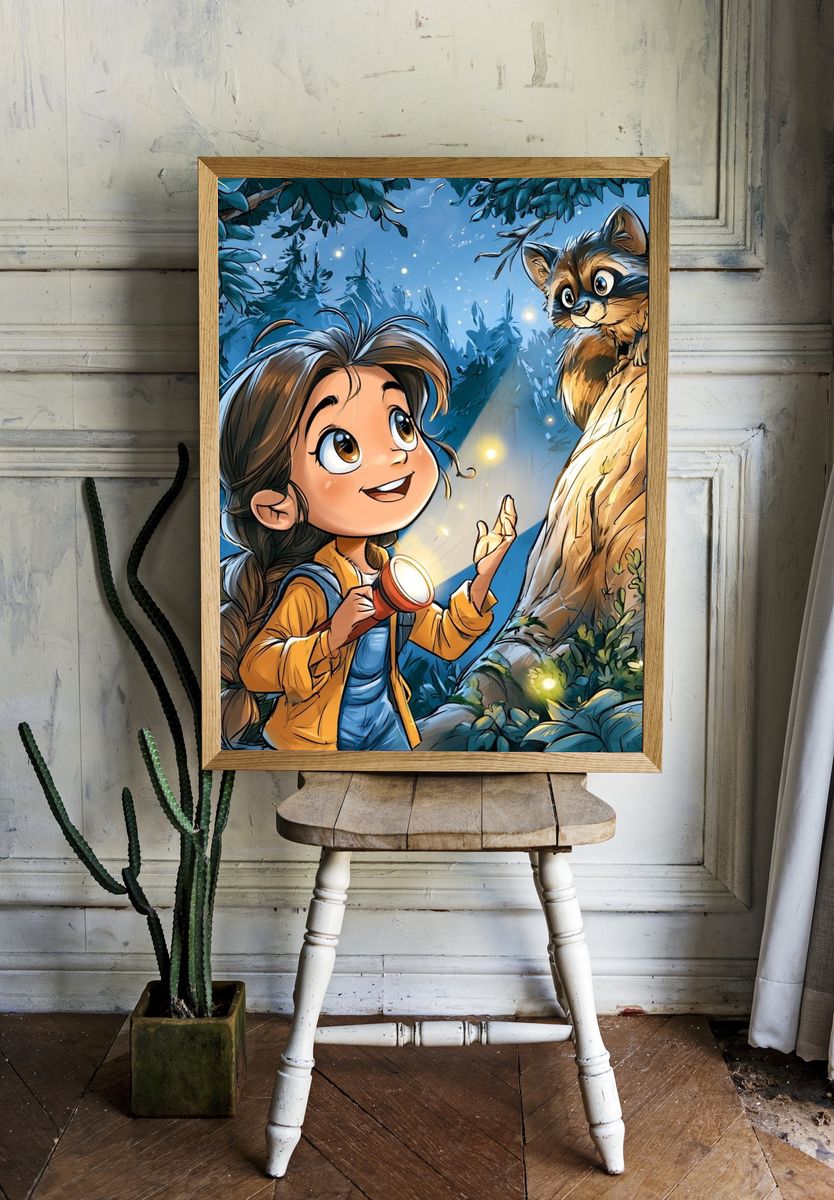 Forest Explorer and Raccoon Poster. — room view 1