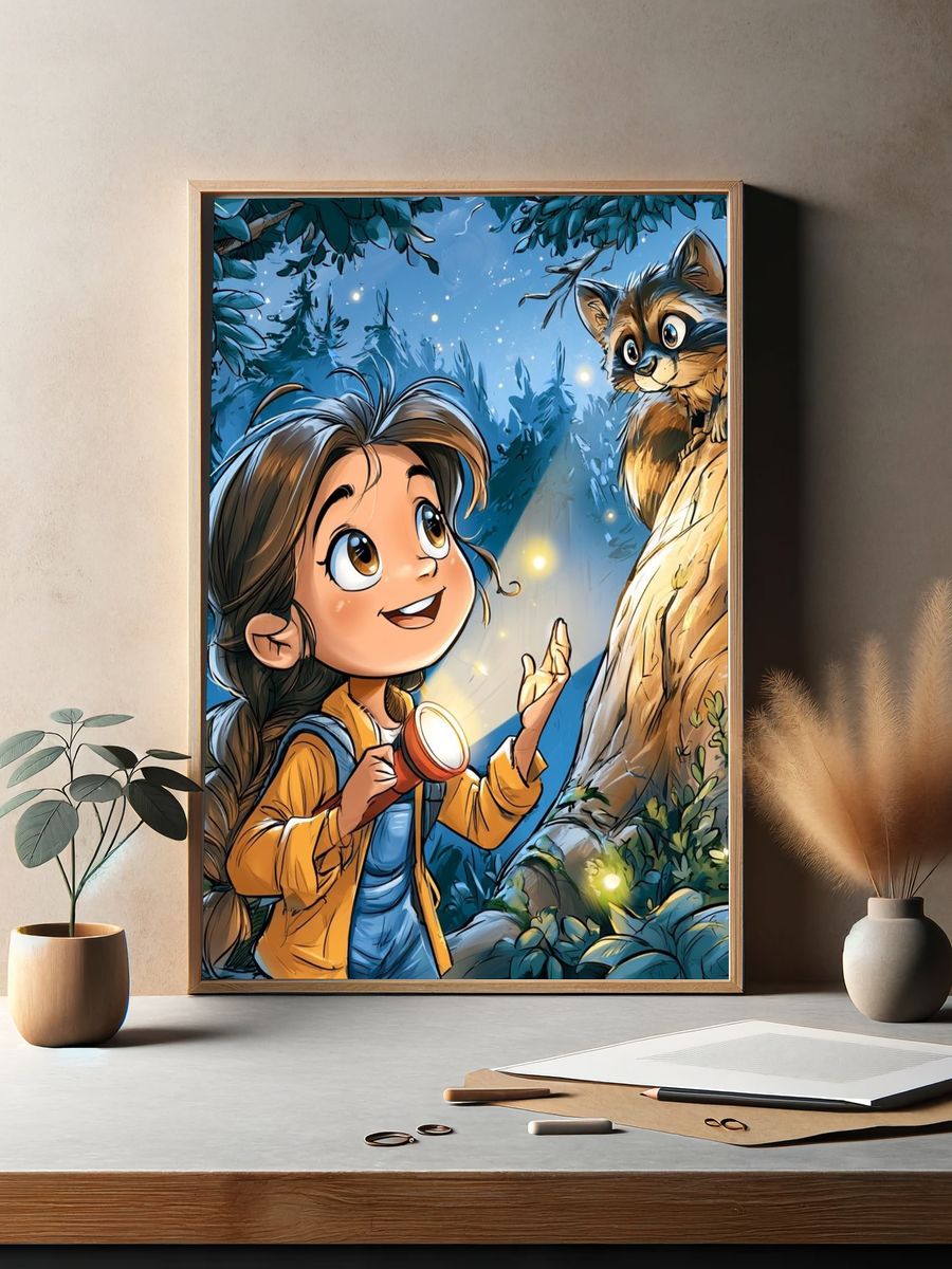 Forest Explorer and Raccoon Poster. — room view 2
