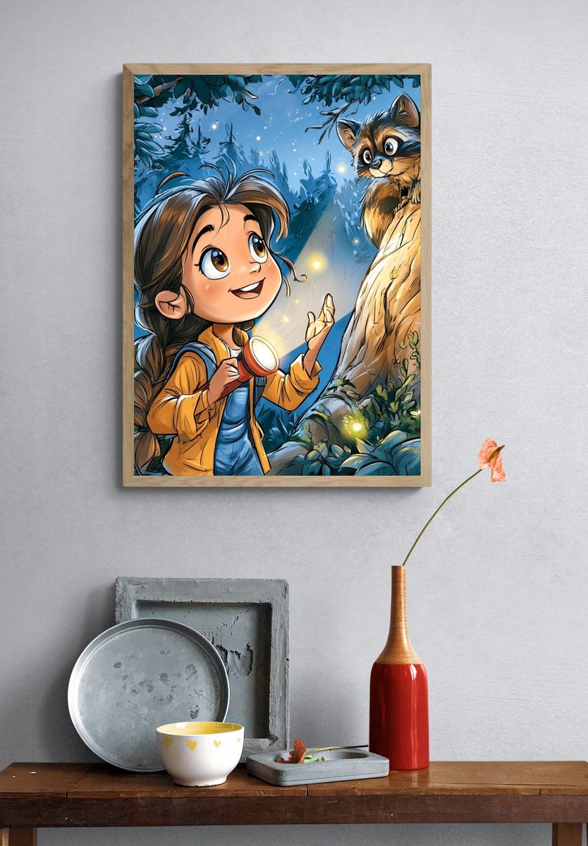 Forest Explorer and Raccoon Poster. — room view 3