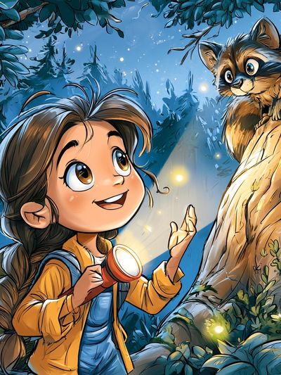 Forest Explorer and Raccoon Poster. poster