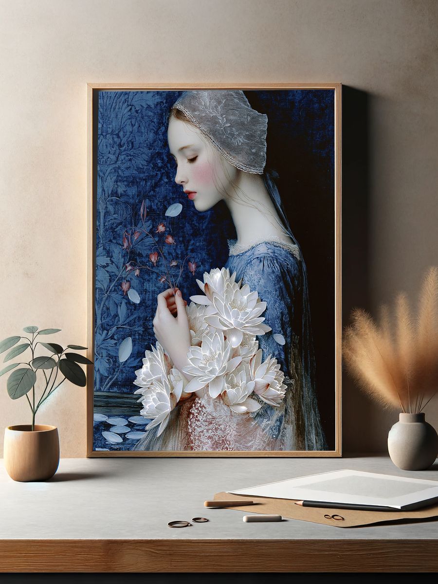 Neon Portrait Digital Art Print. — room view 2