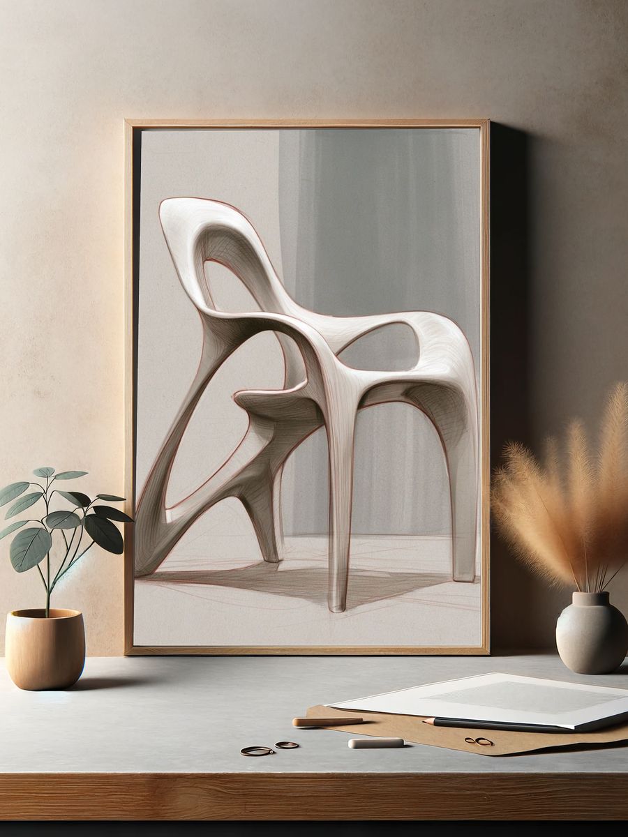 Organic Sculptural Chair Poster. — room view 2