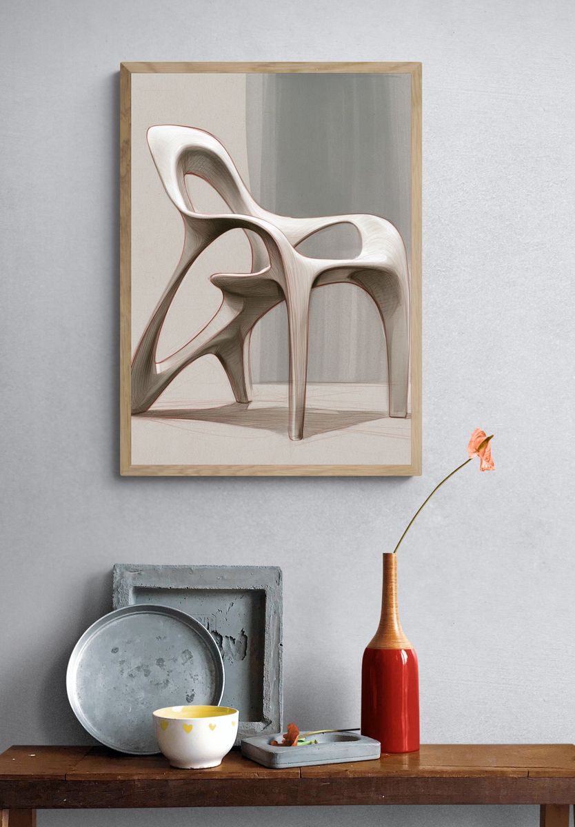 Organic Sculptural Chair Poster. — room view 3