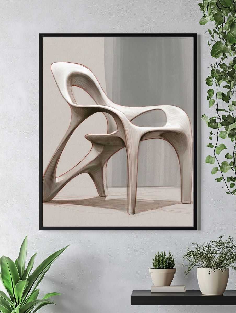 Organic Sculptural Chair Poster. — room view 4
