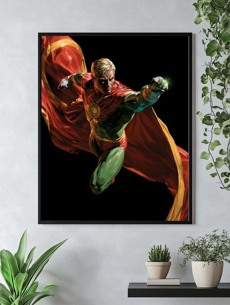 Superhero Action Illustration Poster. — room view 4