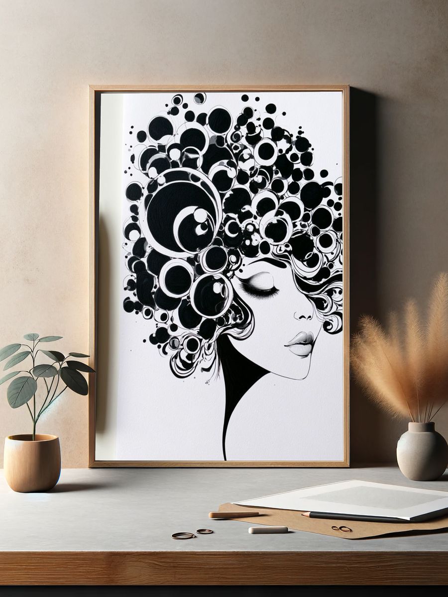 Abstract Woman Portrait Illustration Poster. — room view 2