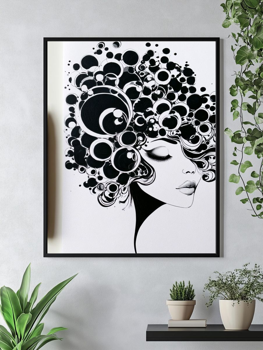 Abstract Woman Portrait Illustration Poster. — room view 4