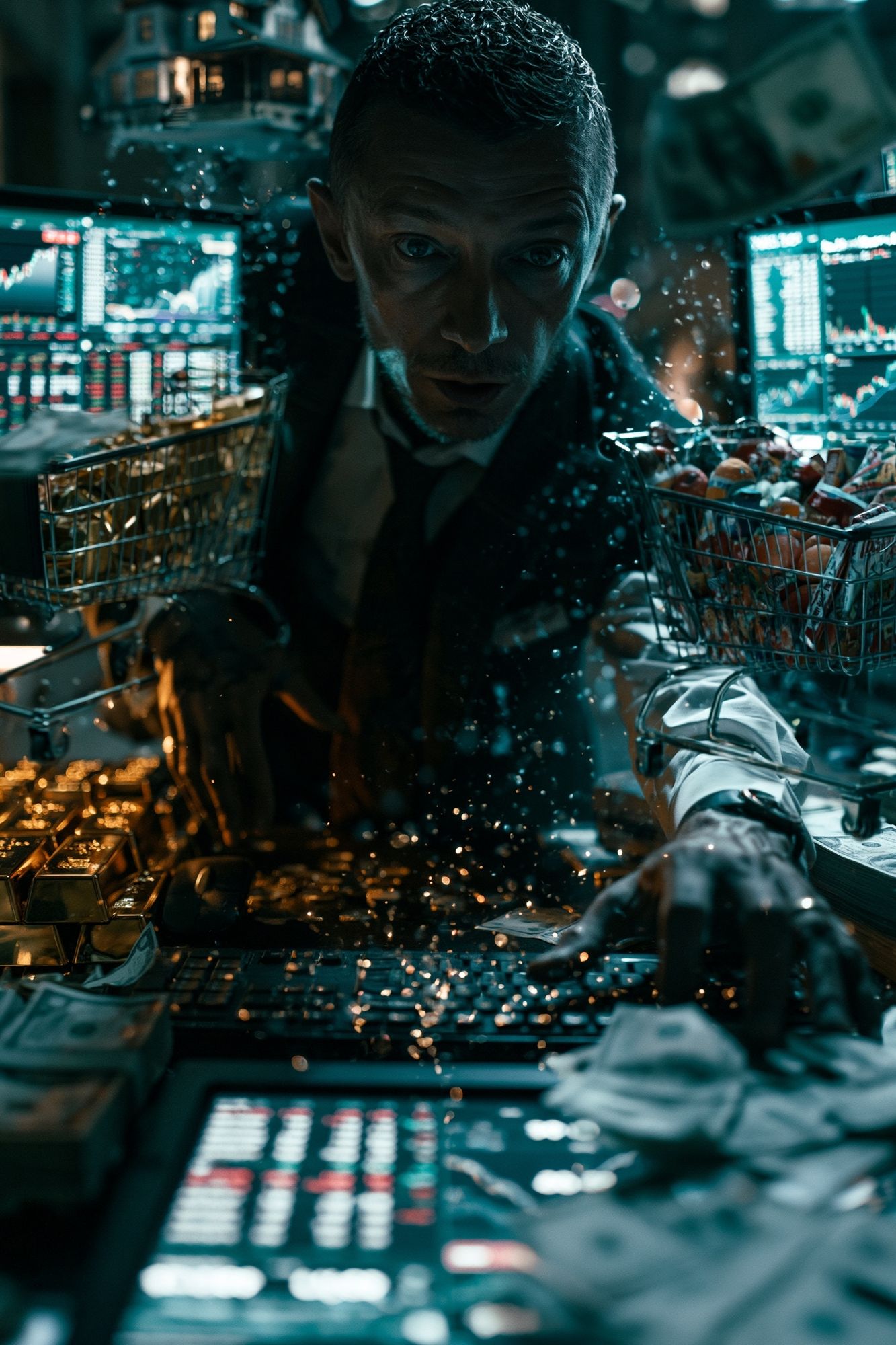 Cyberpunk Trader Portrait Poster. poster — illustration art