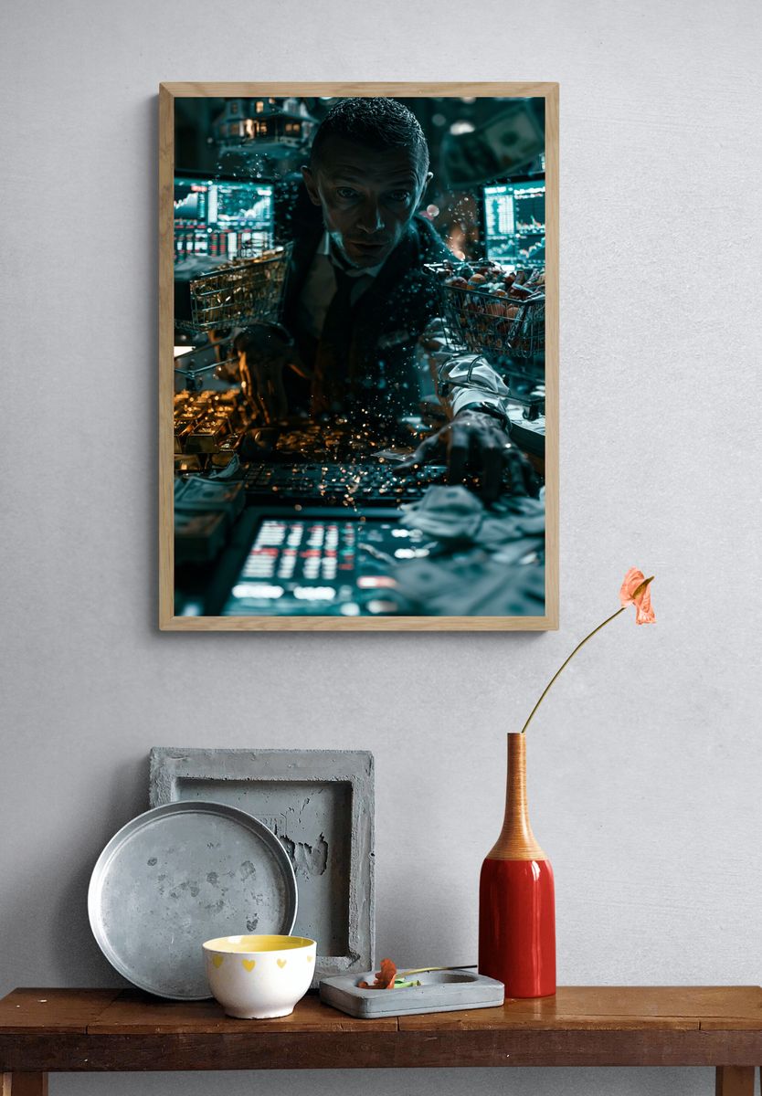 Cyberpunk Trader Portrait Poster. — room view 3