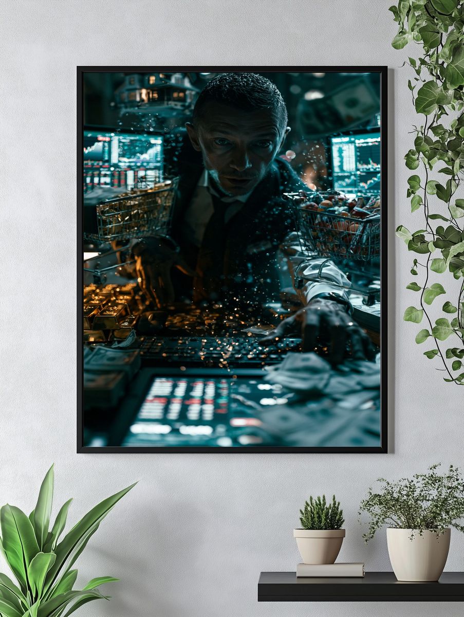 Cyberpunk Trader Portrait Poster. — room view 4