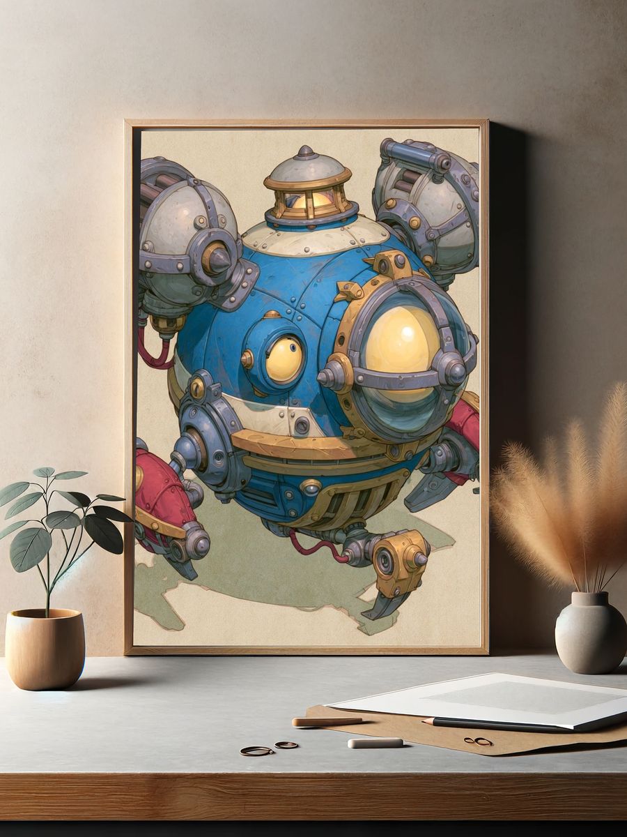 Steampunk Robot Orb Print. — room view 2