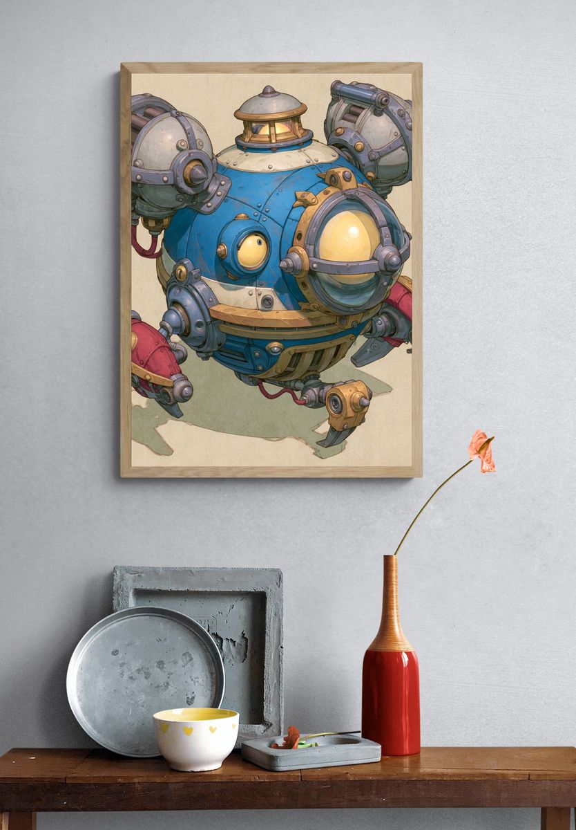 Steampunk Robot Orb Print. — room view 3