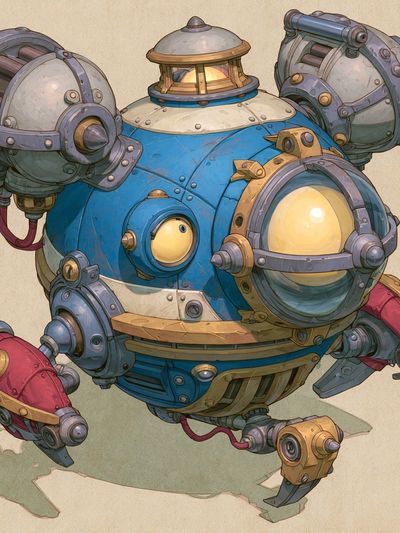 Steampunk Robot Orb Print. poster
