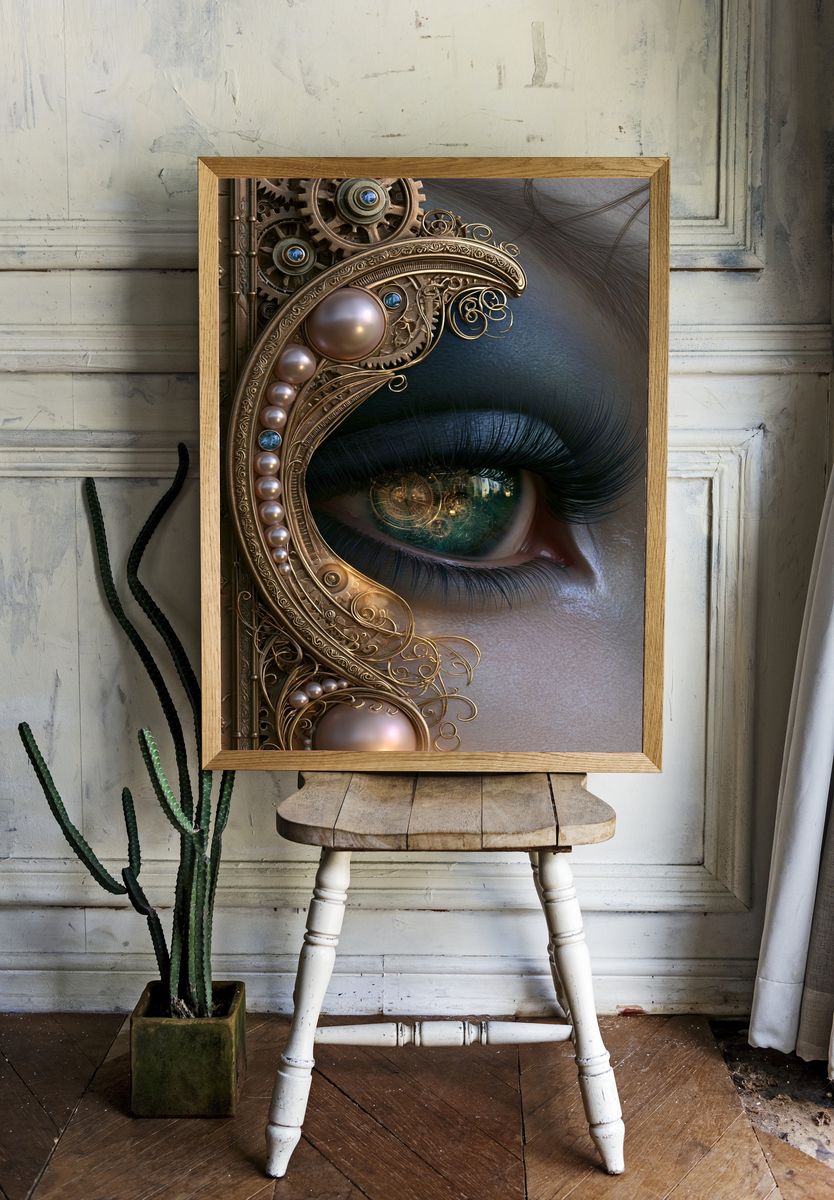 Steampunk Eye Portrait Print. — room view 1